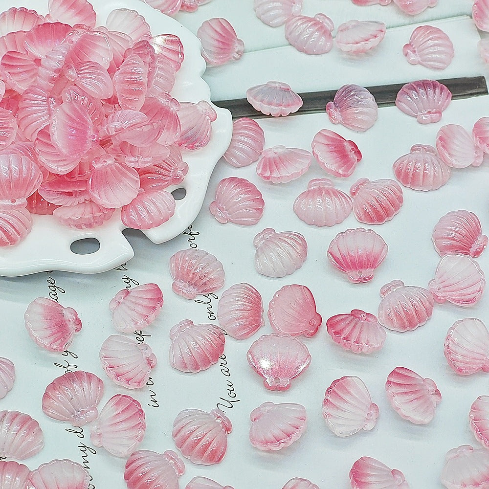 Czech Glass Beads Scallop Shell 16-18mm Frosted Pastel Colors 25pcs 6