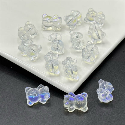 Transparent Bear Glass Beads 13x16mm Pastel Colors 100pcs 8