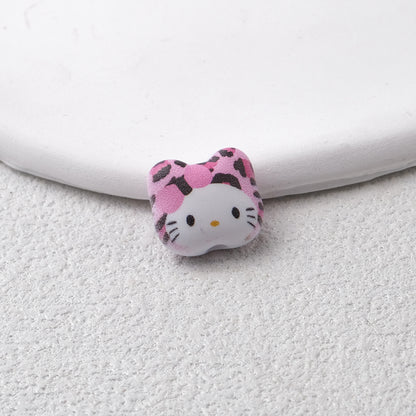 Leopard Print Hello KT Acrylic Beads 14mm Matte Finish 20pcs 13