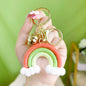 Cotton Crochet Rainbow Keychain Pastel Colors with Pom Poms 9