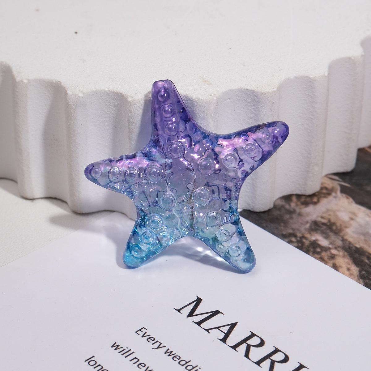 Transparent Gradient Starfish Acrylic Beads 35mm Colorful Textured 10pcs 6