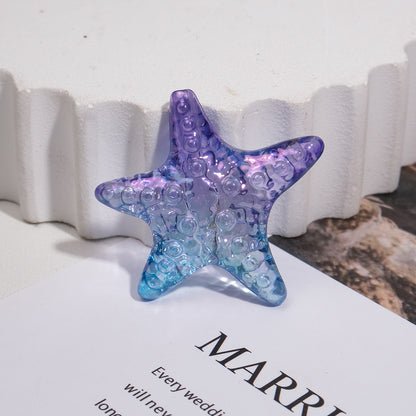 Transparent Gradient Starfish Acrylic Beads 35mm Colorful Textured 10pcs 6