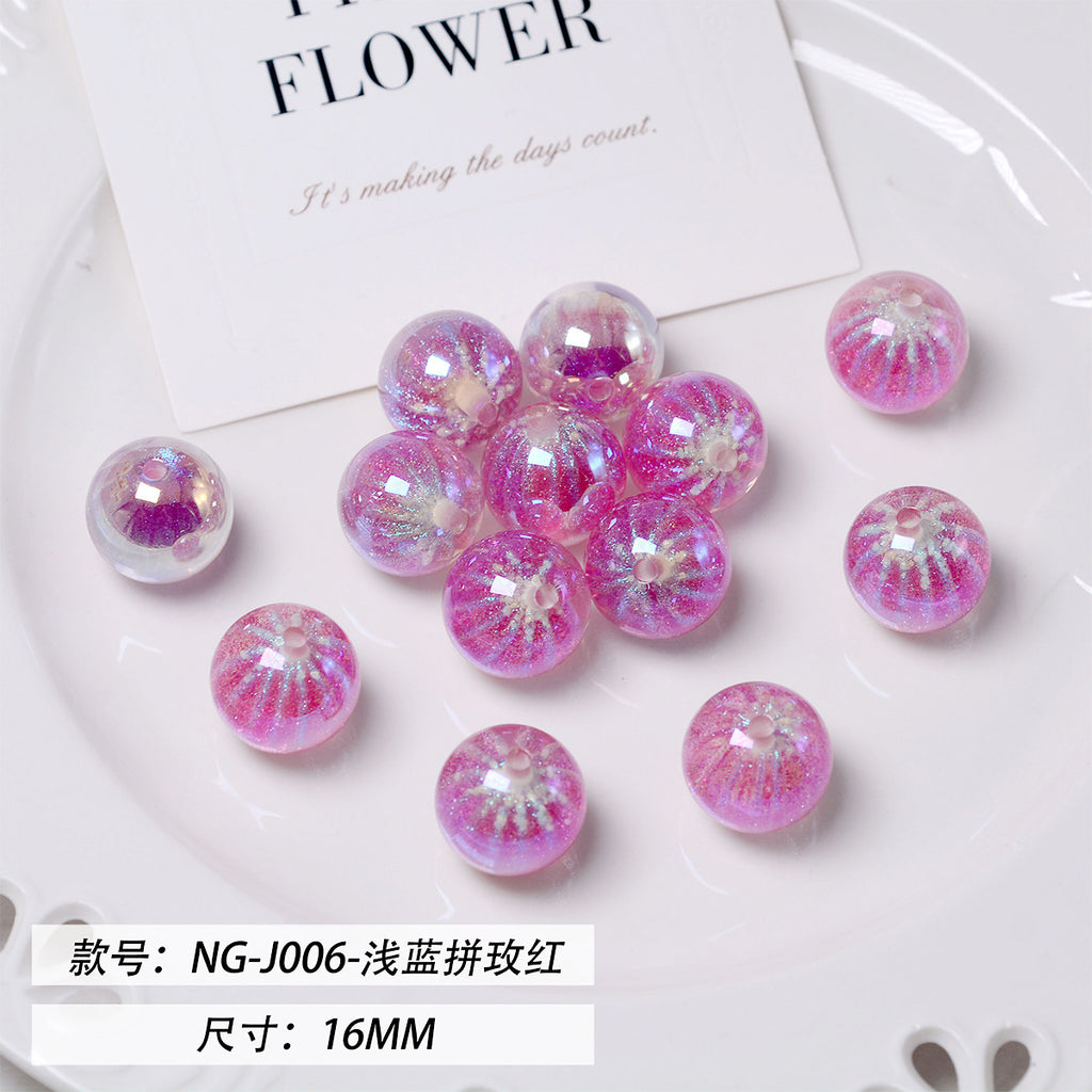 Glitter Fireworks Resin Beads 16mm Round Multicolor 10pcs 4