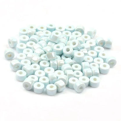 Cylindrical Ceramic Beads 6mm Glossy Rainbow Spacer 10pcs 21