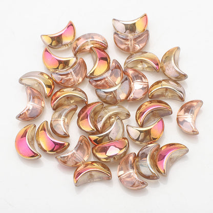 Moon Plated Transparent Crescent Glass Beads 9mm 14mm 30pcs 13