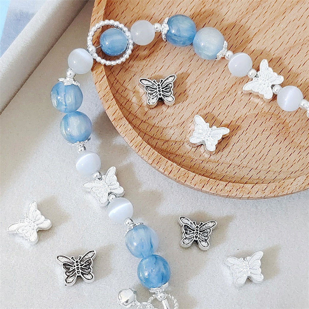 Butterfly Metal Beads 12mm Delicate Textured Alloy 100pcs