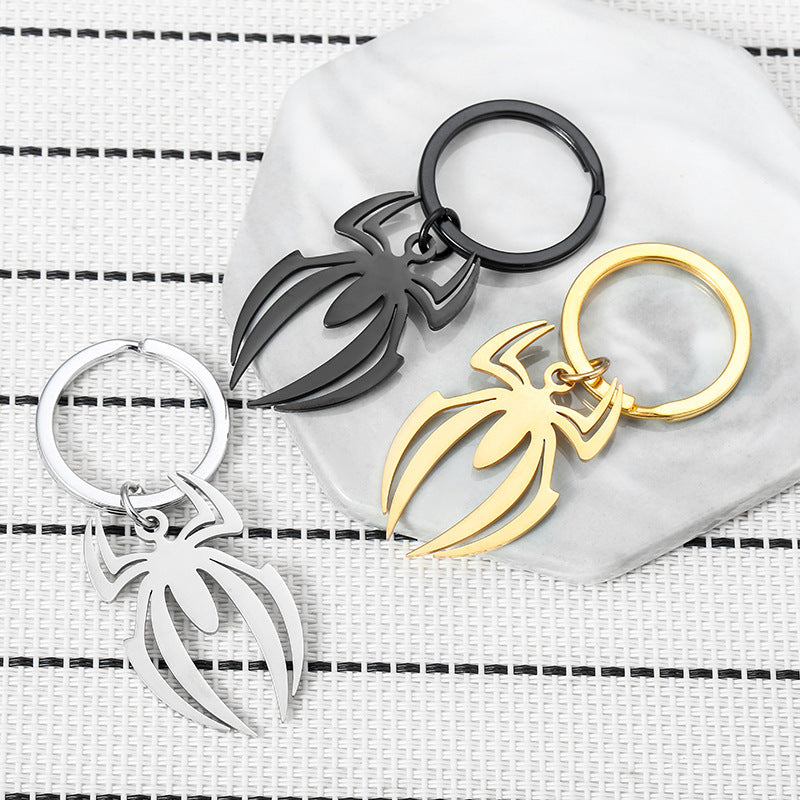 Stainless Steel Halloween Spider Keychain Metallic Finish 2