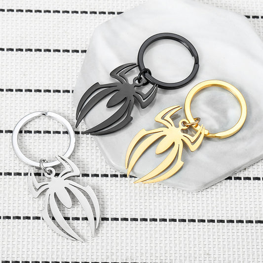 Stainless Steel Halloween Spider Keychain Metallic Finish 2