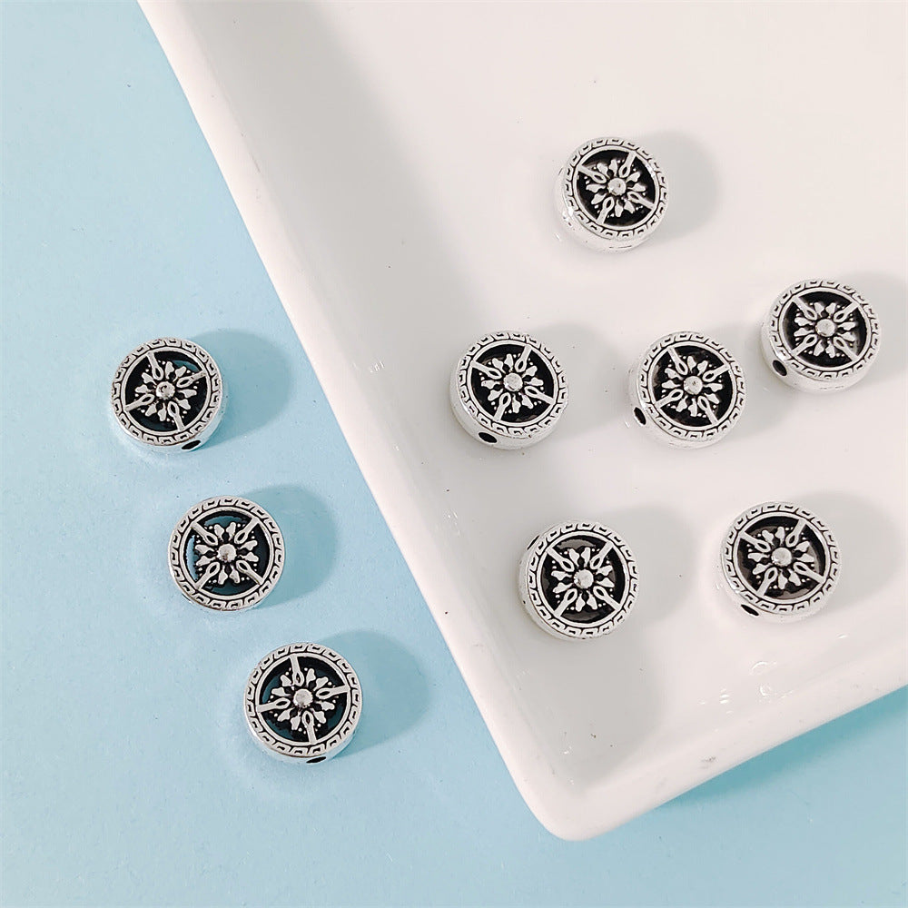 Flat Metal Beads 12mm Vajra Pattern Intricate Design 40pcs 2