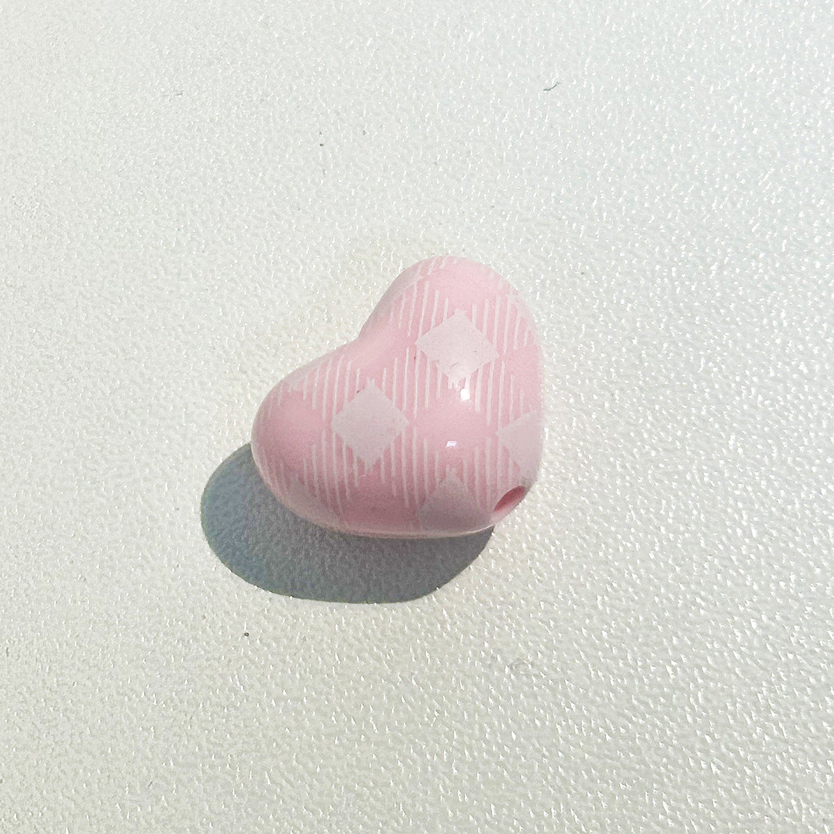 Plaid and Splashed Ink Pattern Heart Acrylic Beads 18mm 20pcs 13
