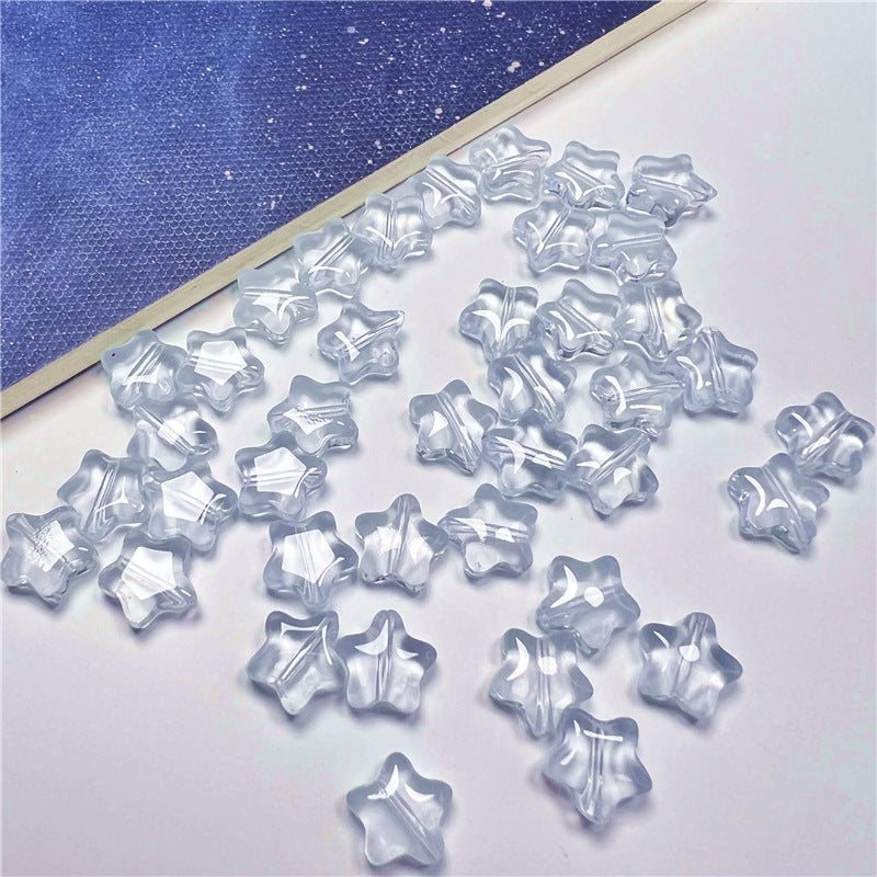 Small Star Czech Glass Beads 8mm Translucent Gold Flecked 50pcs 29