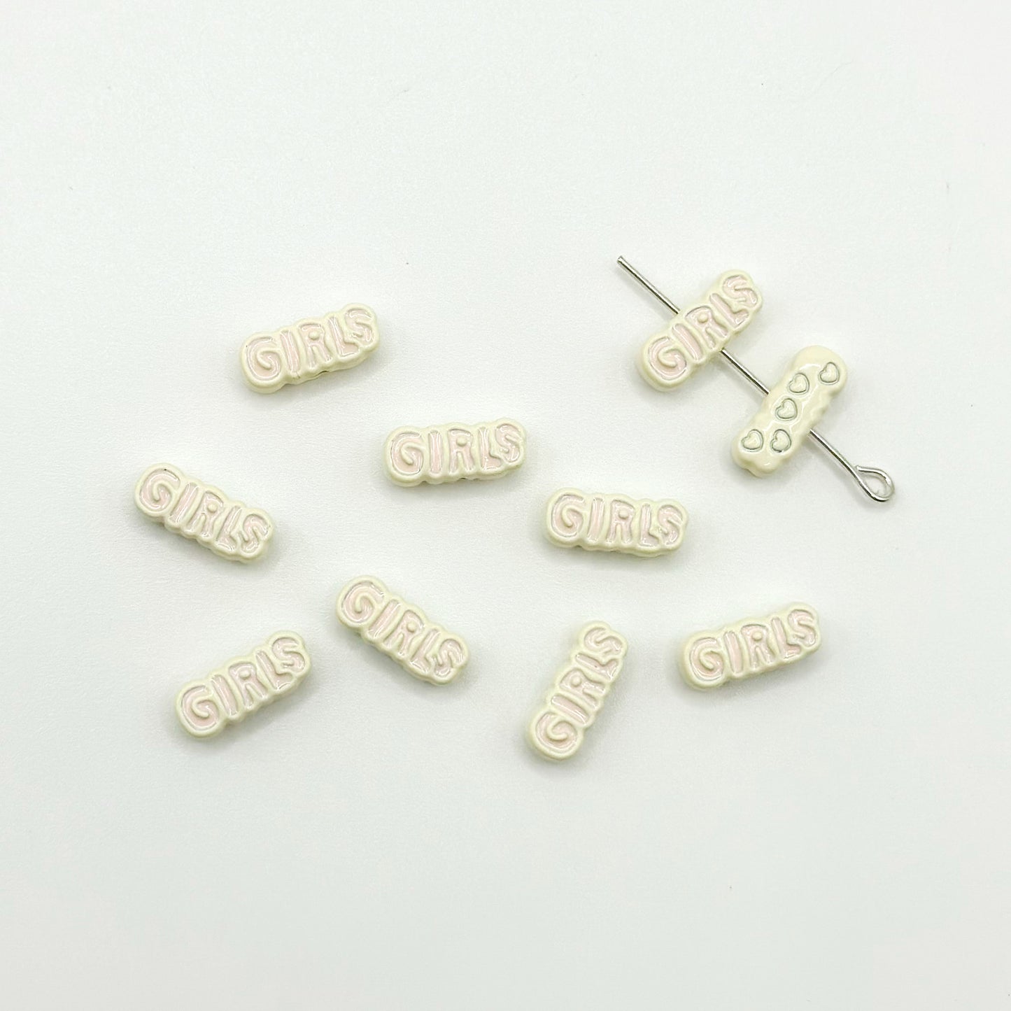 Girl Character Plate Metal Beads 12mm Baking Painted 20pcs 9