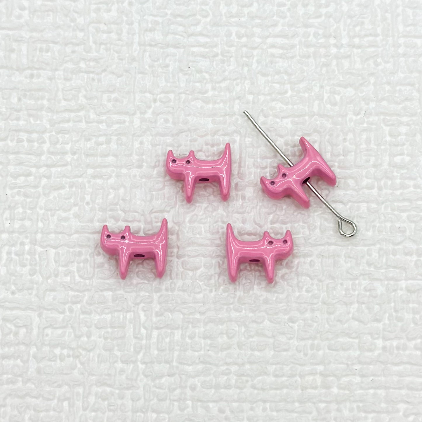 Cat Shaped Metal Beads 12mm Glossy Colorful Painted Alloy 20pcs 14