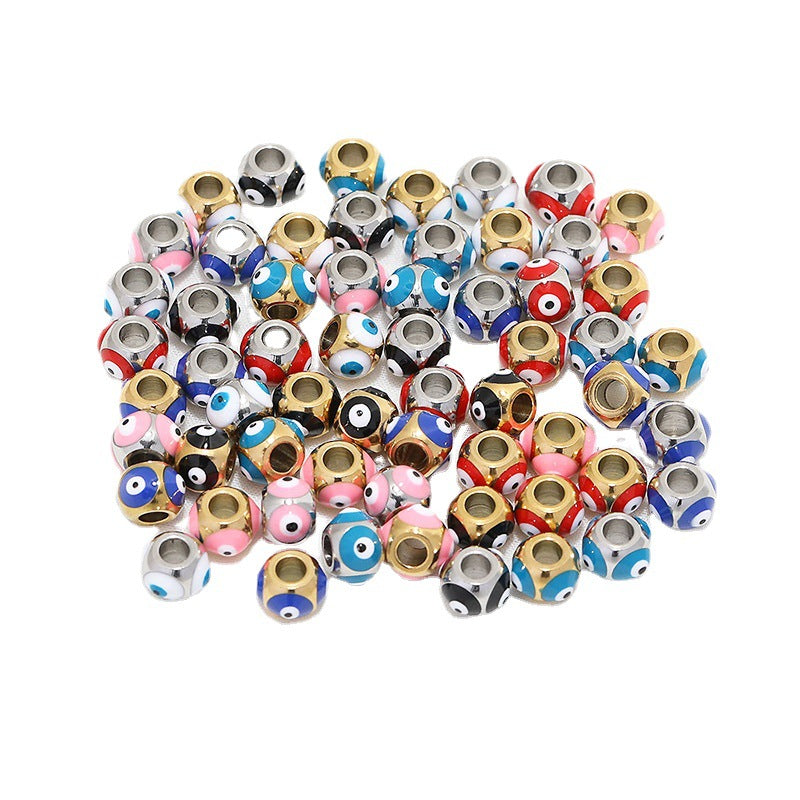 Stainless Steel Round Metal Beads 8mm Multicolor Evil Eye 10pcs 3