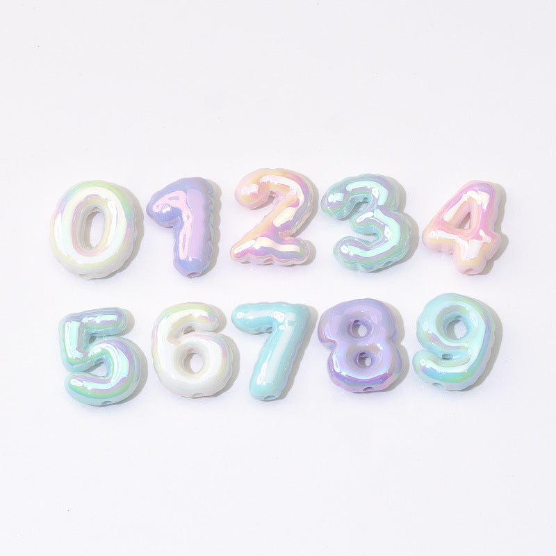 Rubberized Painted Balloon Shaped Number Acrylic Beads 25mm 10pcs 3