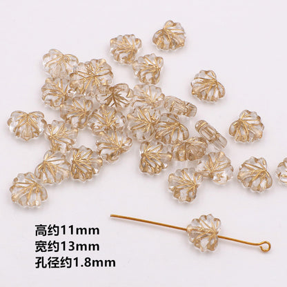 Vintage Baroque Flower Acrylic Beads Gilded Transparent 10pcs 7