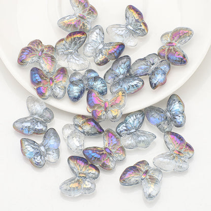 Plating Butterfly Glass Beads 17x10mm Iridescent Detailed Wings 10pcs 16