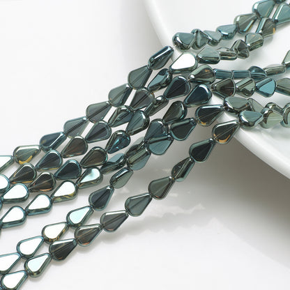Electroplated Melon Seed Glass Beads 8mm 11mm Teardrop Iridescent 30pcs 13