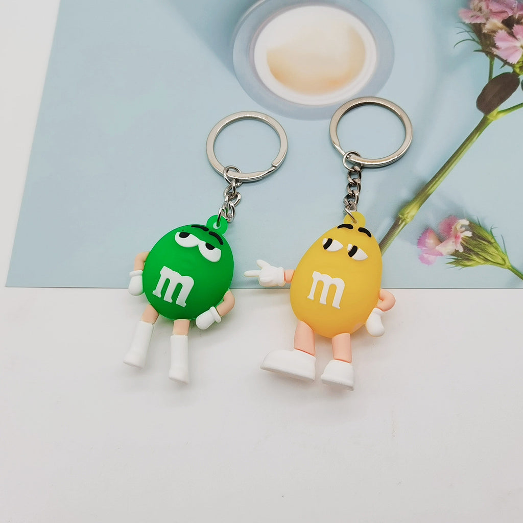 Colorful Cartoon M Bean Chocolate PVC Keychain 3