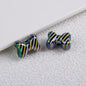 Plating Striped Bow Acrylic Beads 14.7×11.2×8mm Colorful Mixed 50pcs 7