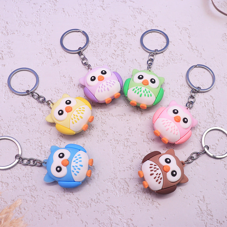 Silicone Owl Keychain Cute Wild Animal Charm Pastel Colors 2