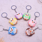 Silicone Owl Keychain Cute Wild Animal Charm Pastel Colors 2