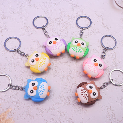 Silicone Owl Keychain Cute Wild Animal Charm Pastel Colors 2