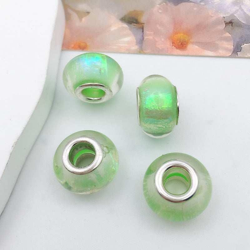 Mixed Design Resin Spacer Beads Green Tone Bulk 40pcs 15
