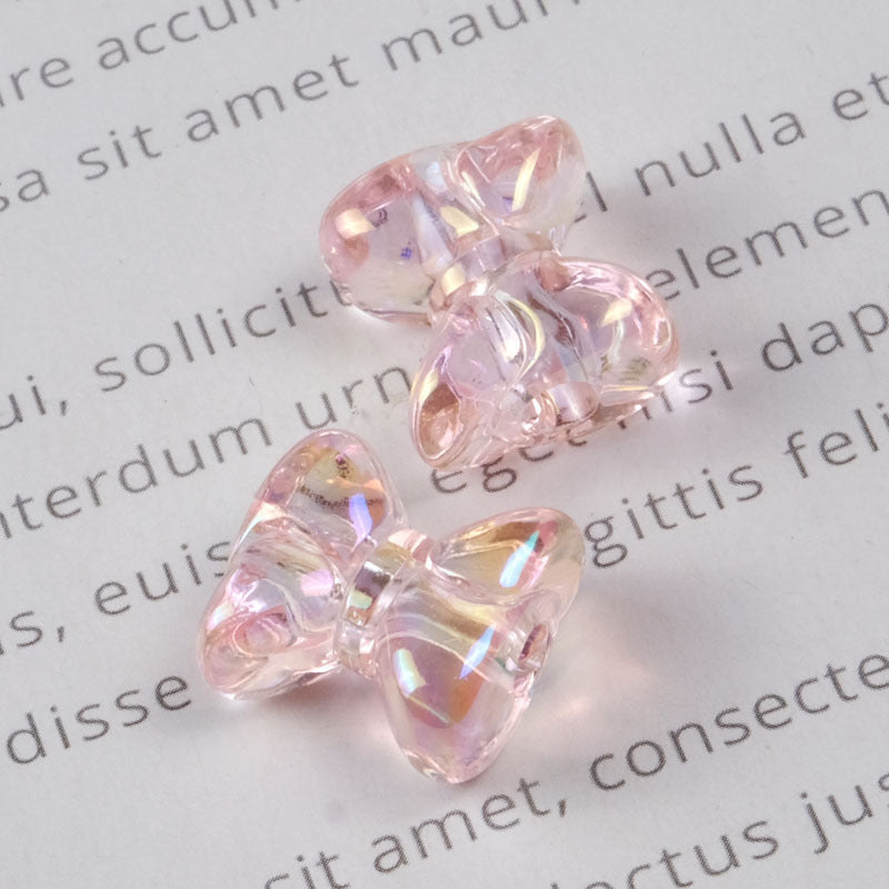 Transparent Plating Bow Acrylic Beads 15.6*14mm Candy Colored 100pcs 7