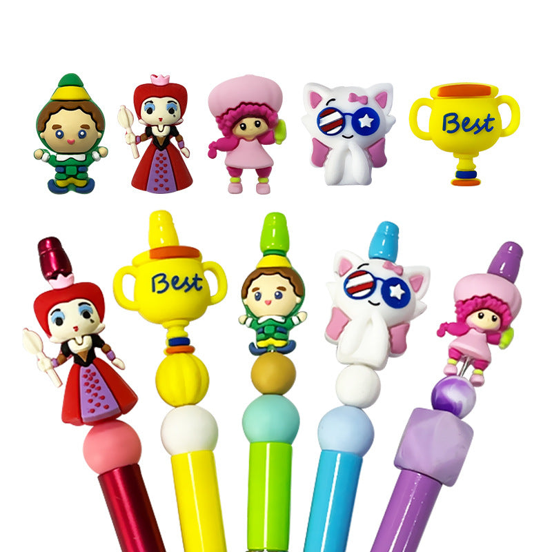 Silicone 3D Focal Beads Strawberry Girl Trophy Best Queen Wearing Crown 20pcs 5