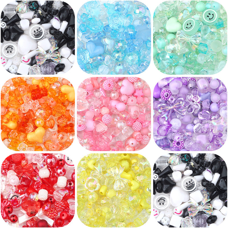 Mixed Style Acrylic Beads Colorful Hearts Bows Gems Assorted