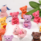 Imitation Fluffy Bear Holding Heart Resin Beads 26mm Pastel Colors 25pcs