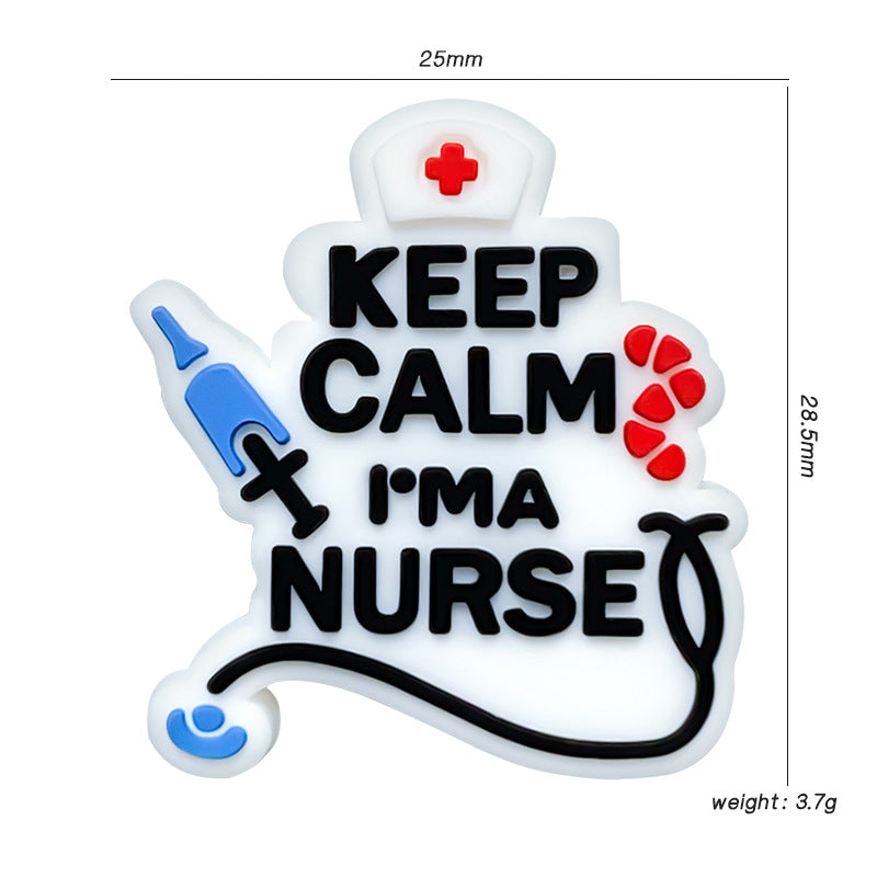 Silicone Focal Beads Nurse KEEP CALM I AM A NURSE Text and Medical Icons 20pcs 2