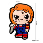 Silicone Focal Beads Cartoon Characters Fiery Orange Hair Holding Knife 20pcs 2