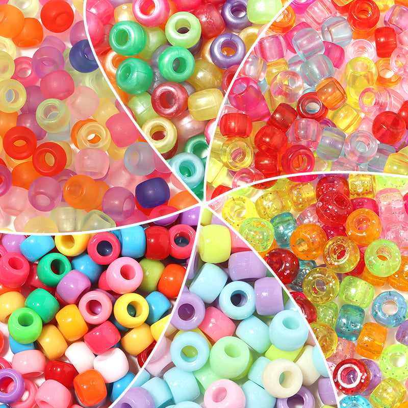 Multicolor Pony Beads Acrylic 9mm Smooth Finish 100pcs