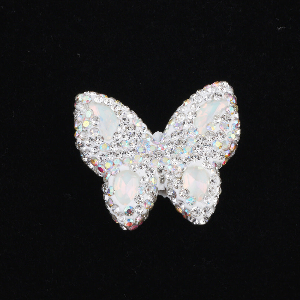 Polymer Clay Butterfly Rhinestone Beads 36mm Napal Style 2pcs 18