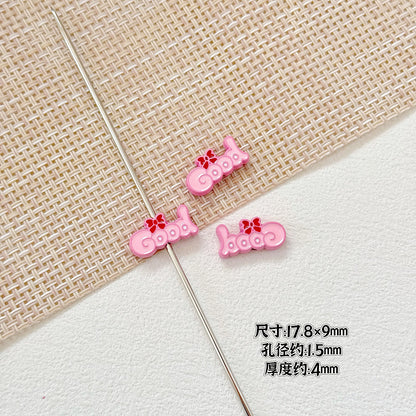 Baking Painted Good Sign and Teacup Bear Metal Beads 17mm 10pcs 9