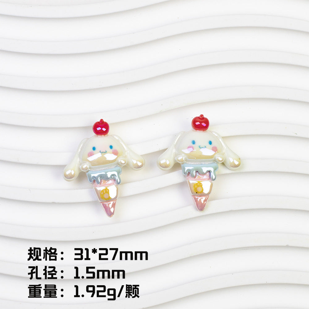 Ice Cream Character Resin Beads Glossy Pastel Colors 20pcs 11