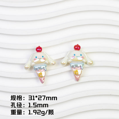 Ice Cream Character Resin Beads Glossy Pastel Colors 20pcs 11