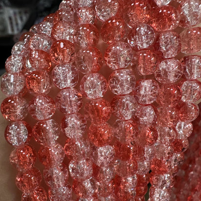 Crackle Glass Beads Round 8mm Dual Color Explosion 10 Strands 5