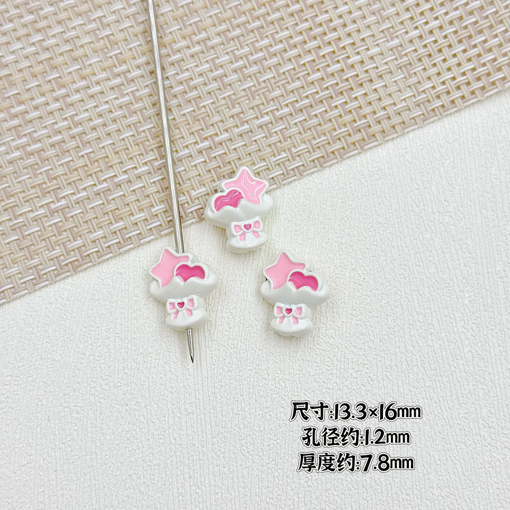 Bouquet and Heart Gift Box Metal Beads 13mm 16mm Pastel Painted 10pcs 3
