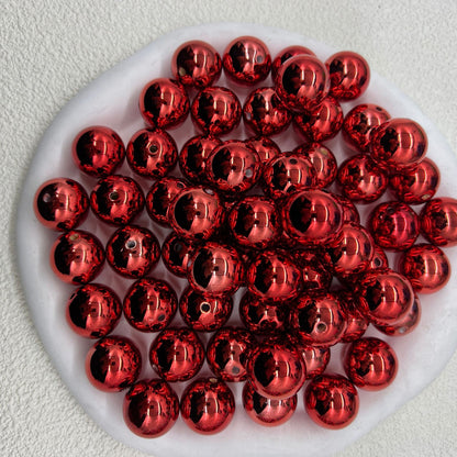 Plated Bubblegum Beads 20mm Metallic Mirror Finish Mixed Colors 20pcs 12