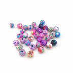 Antique Style Round Clay Beads 6mm 8mm 10mm 12mm Colorful Floral 100pcs