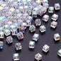 Transparent Square Glass Beads 8mm Iridescent Colors 50pcs 18
