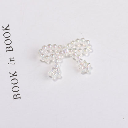 Knitted Bow Acrylic Beads 32mm Solid and Transparent Colors 10pcs 12