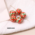 Japanese Vintage Showa Printed Resin Beads 10/12mm Glossy Floral 15pcs 6