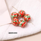Japanese Vintage Showa Printed Resin Beads 10/12mm Glossy Floral 15pcs 6