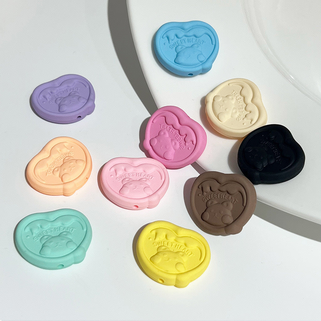 Rubberized Spray Painted Seal Love Bear Acrylic Beads 22-28mm 20pcs 6