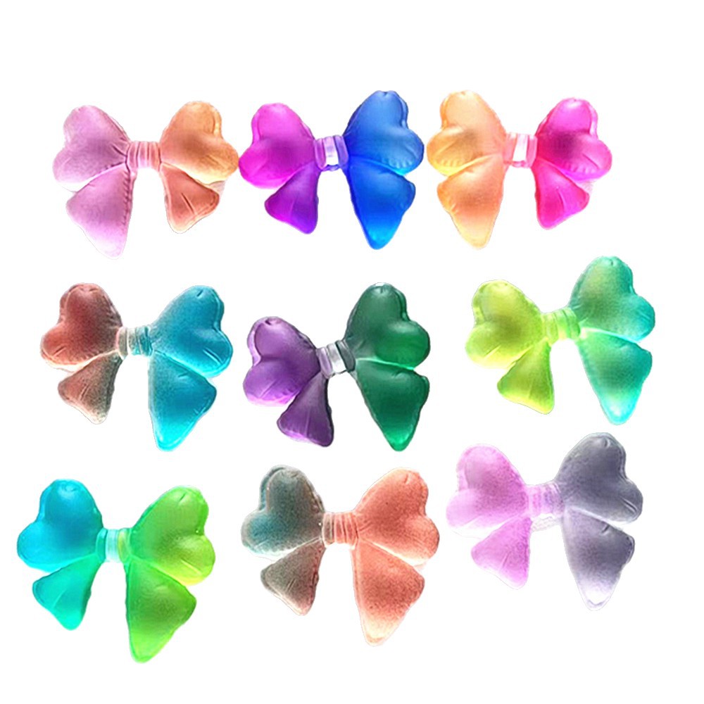 Matte Dual Color Bow Acrylic Beads 32mm Heart Shaped Loops 50pcs 5