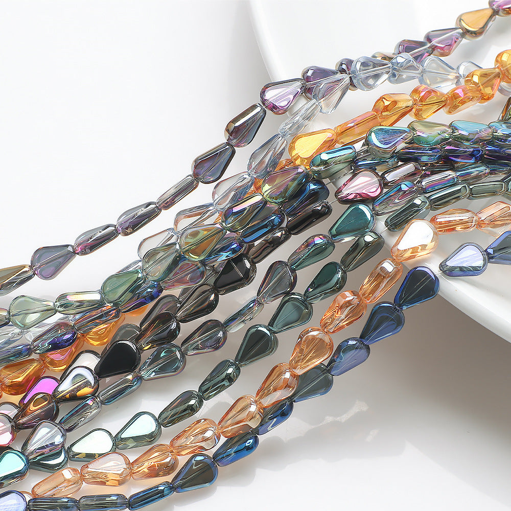 Electroplated Melon Seed Glass Beads 8mm 11mm Teardrop Iridescent 30pcs 2